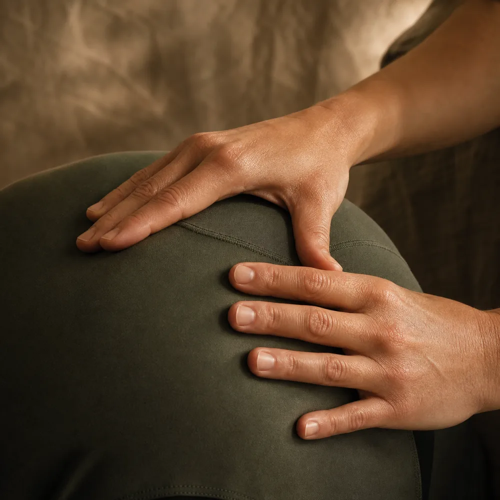 Dettaglio delle mani durante un trattamento